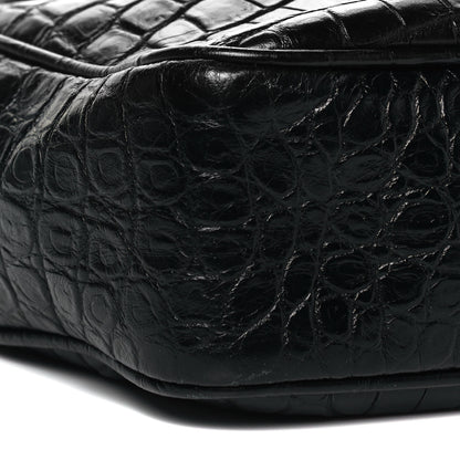 Saint Laurent Calfskin Crocodile Embossed Monogram Lou Camera Bag Black 8 of 9