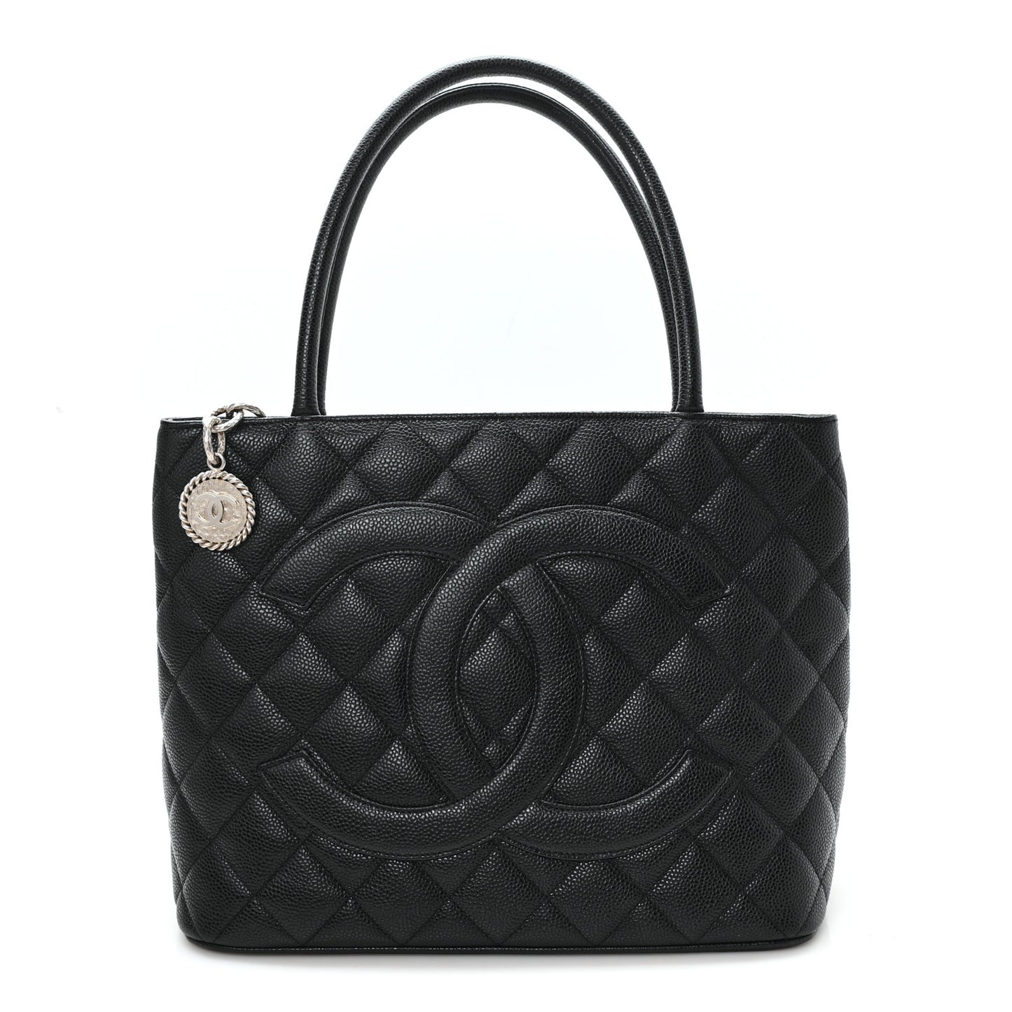 Caviar Quilted Medallion Tote Black