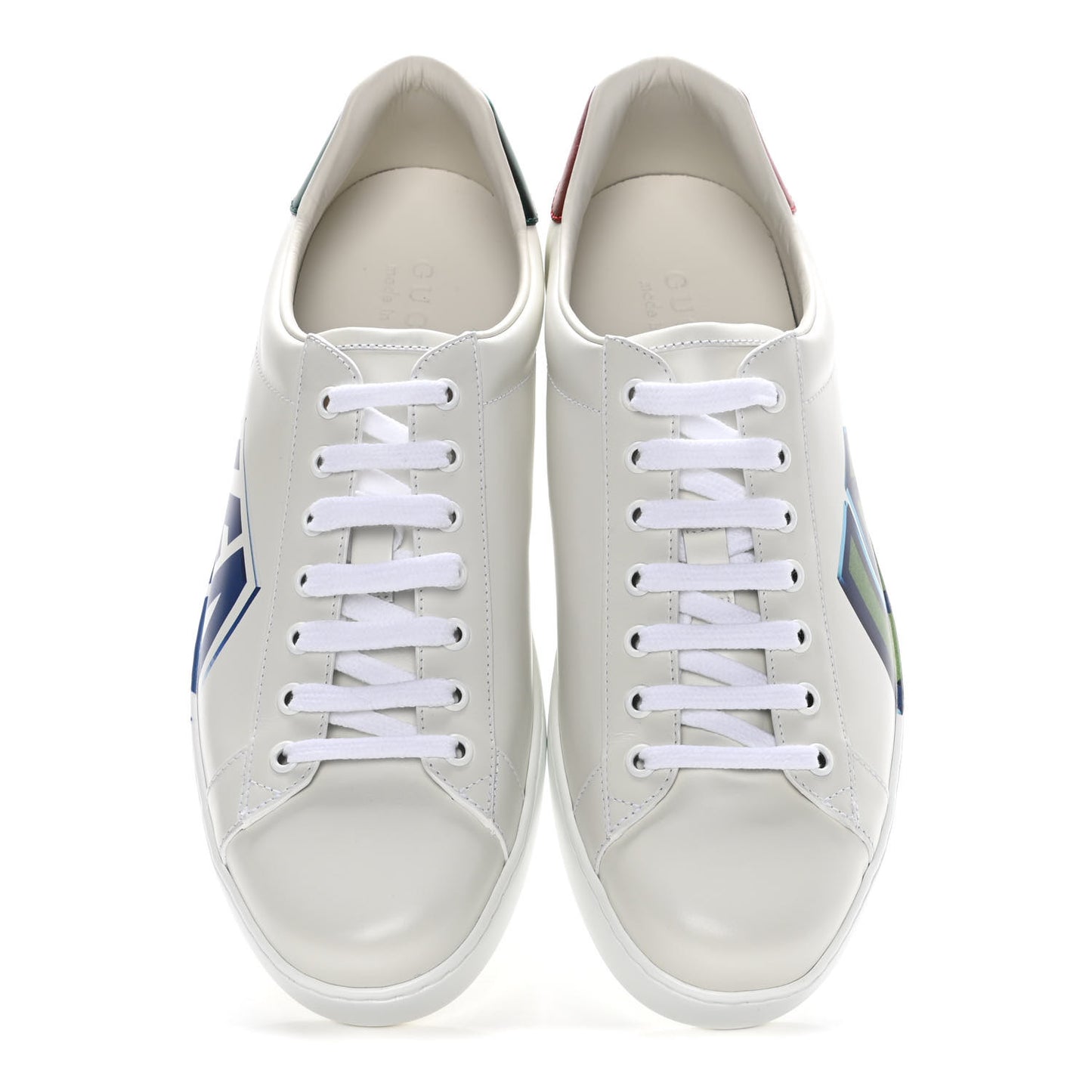 Calfskin Nappa LOVED Print Mens Ace Sneakers 9 White Red Flame Green