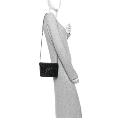Valentino Garavani Crystal Suede Embellished Small One Stud Clutch With Chain Black 2 of 10