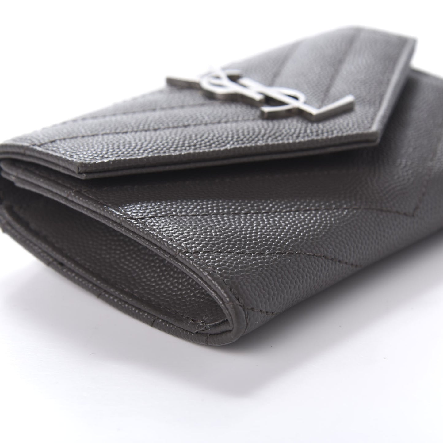 Grain De Poudre Matelasse Chevron Small Monogram Envelope Wallet Earth
