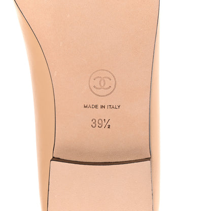 Chanel Lambskin Cap Toe CC Ballerina Flats 39.5 Beige Black 7 of 10