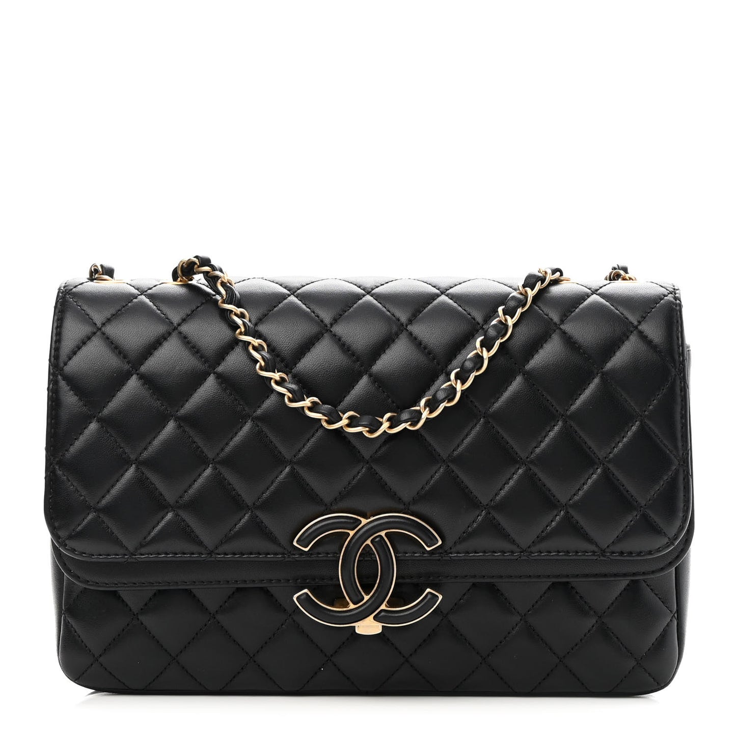 Lambskin Quilted Large CC Chic Flap Black