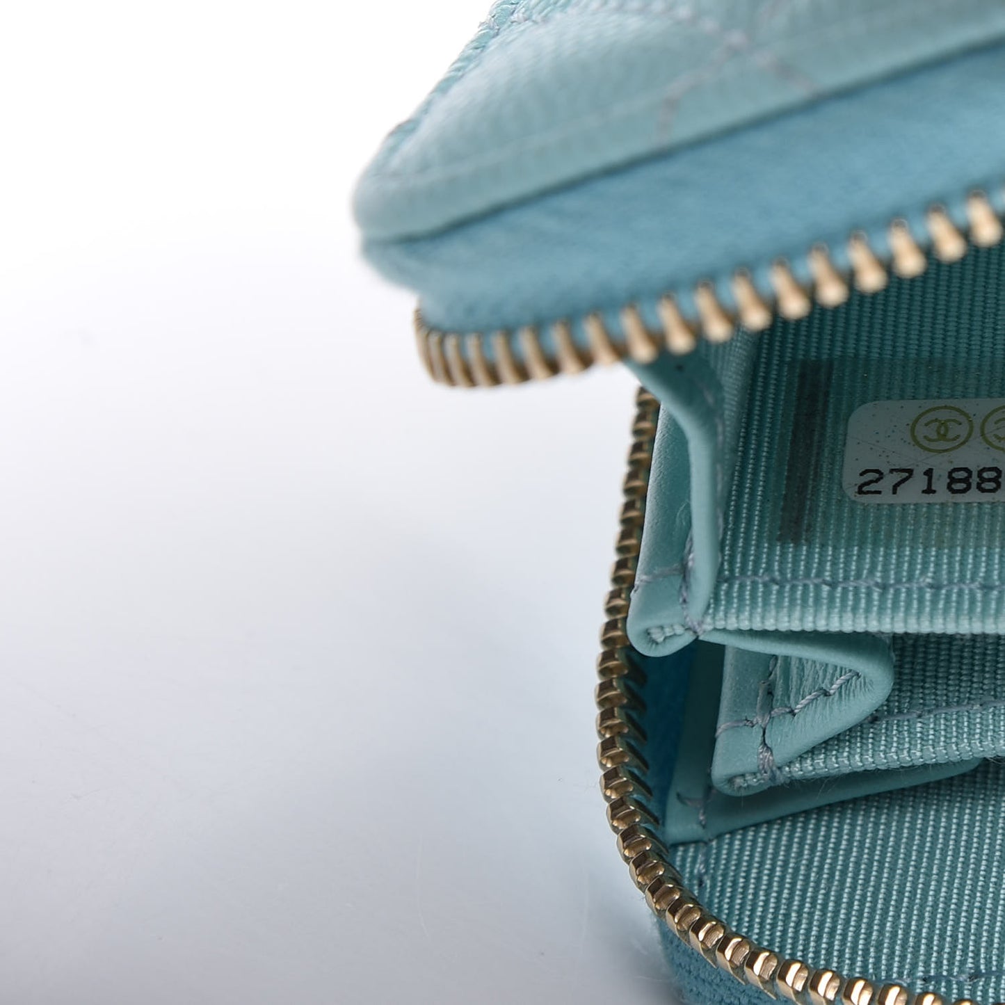 Caviar Quilted Zip Coin Purse Light Blue