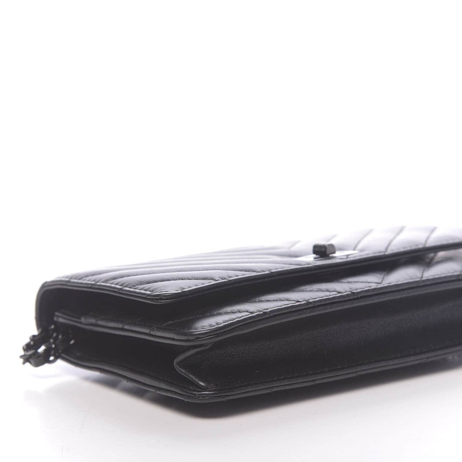 Chanel Aged Calfskin Chevron Quilted Reissue Wallet On Chain WOC So Black 9 of 11