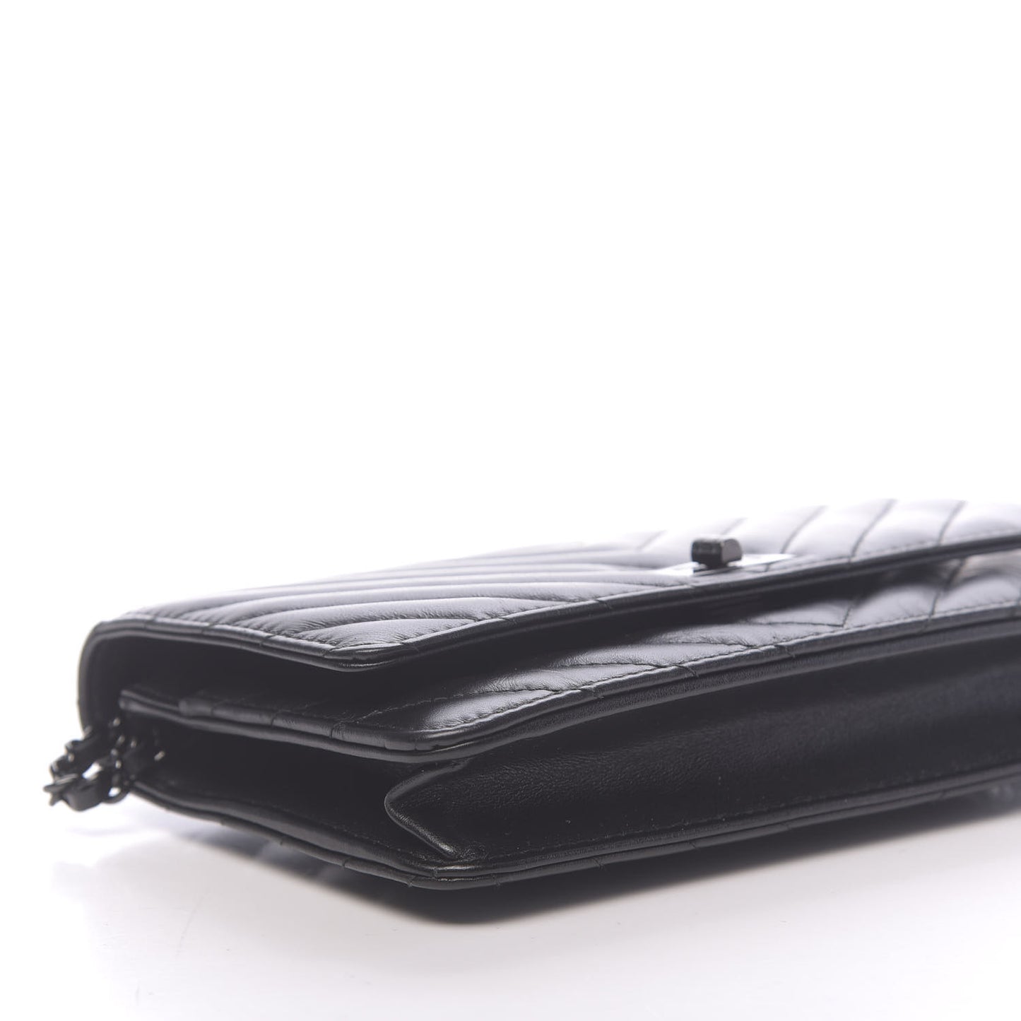 Aged Calfskin Chevron Quilted Reissue Wallet On Chain WOC So Black