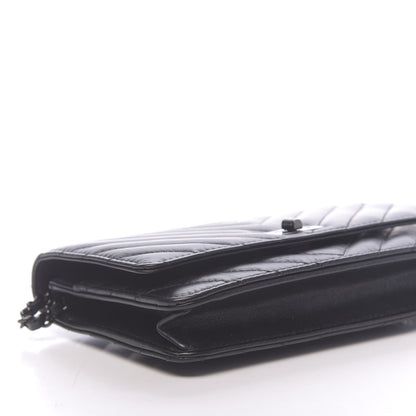 Chanel Aged Calfskin Chevron Quilted Reissue Wallet On Chain WOC So Black 9 of 11