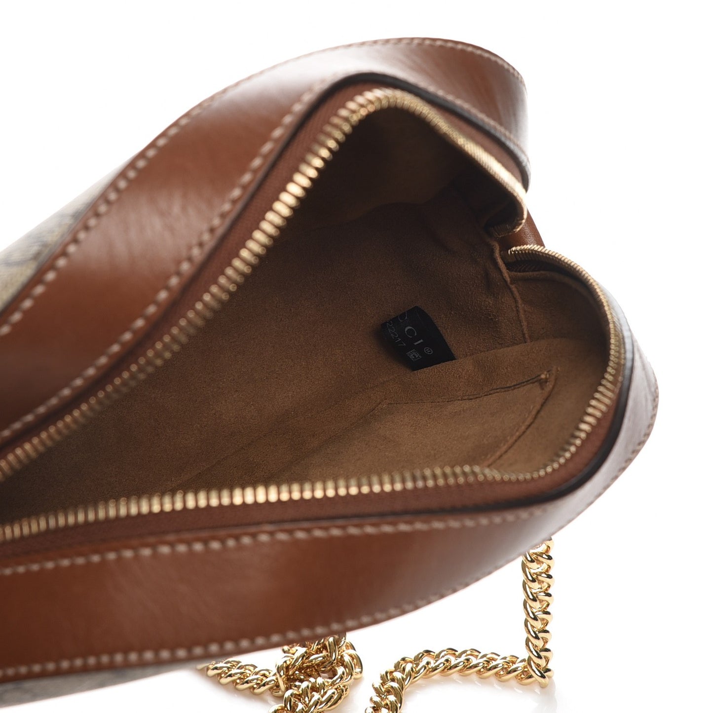 GG Supreme Monogram Cuoio Toscano Mini Chain Shoulder Bag Beige Ebony Cuir