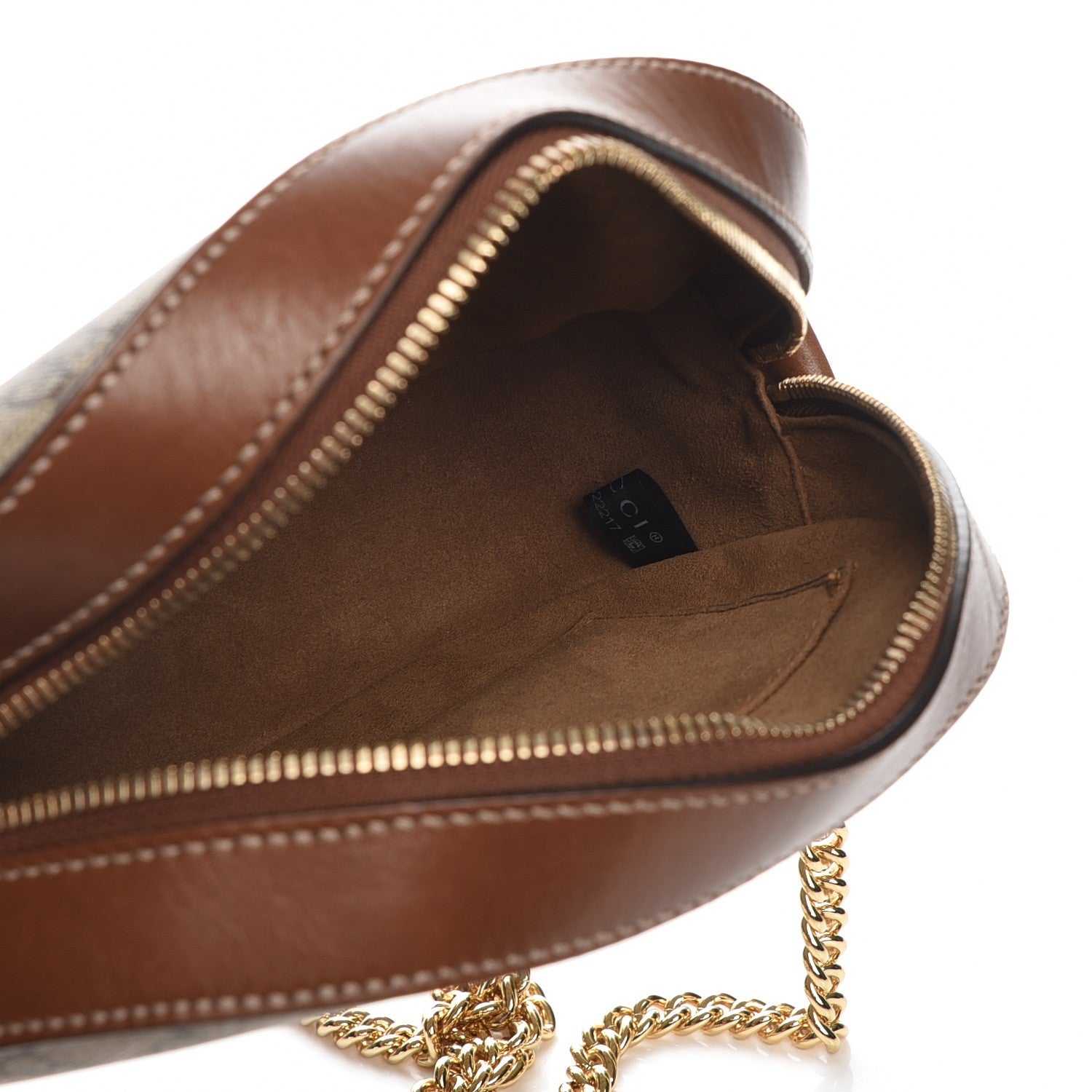 Gucci GG Supreme Monogram Cuoio Toscano Mini Chain Shoulder Bag Beige Ebony Cuir 6 of 9
