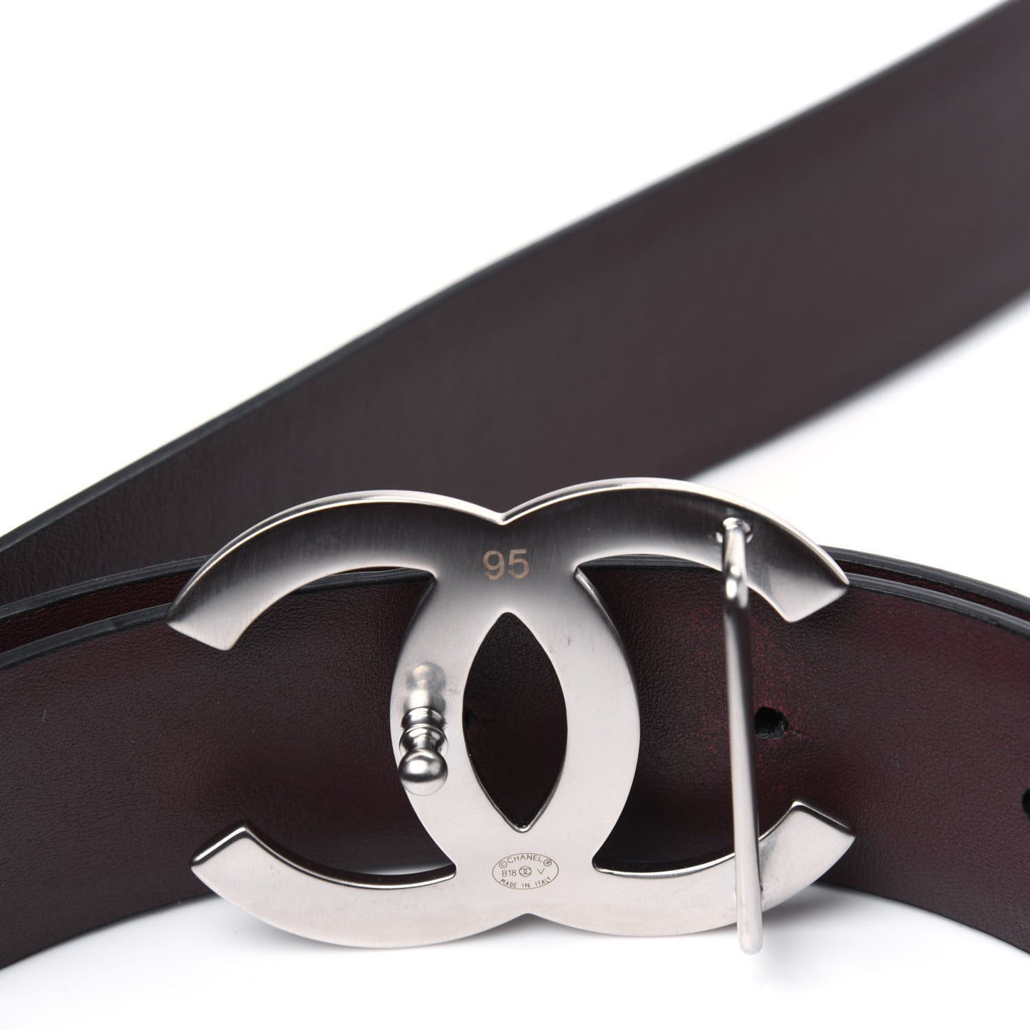 Calfskin CC Reversible Belt 95 Black Burgundy