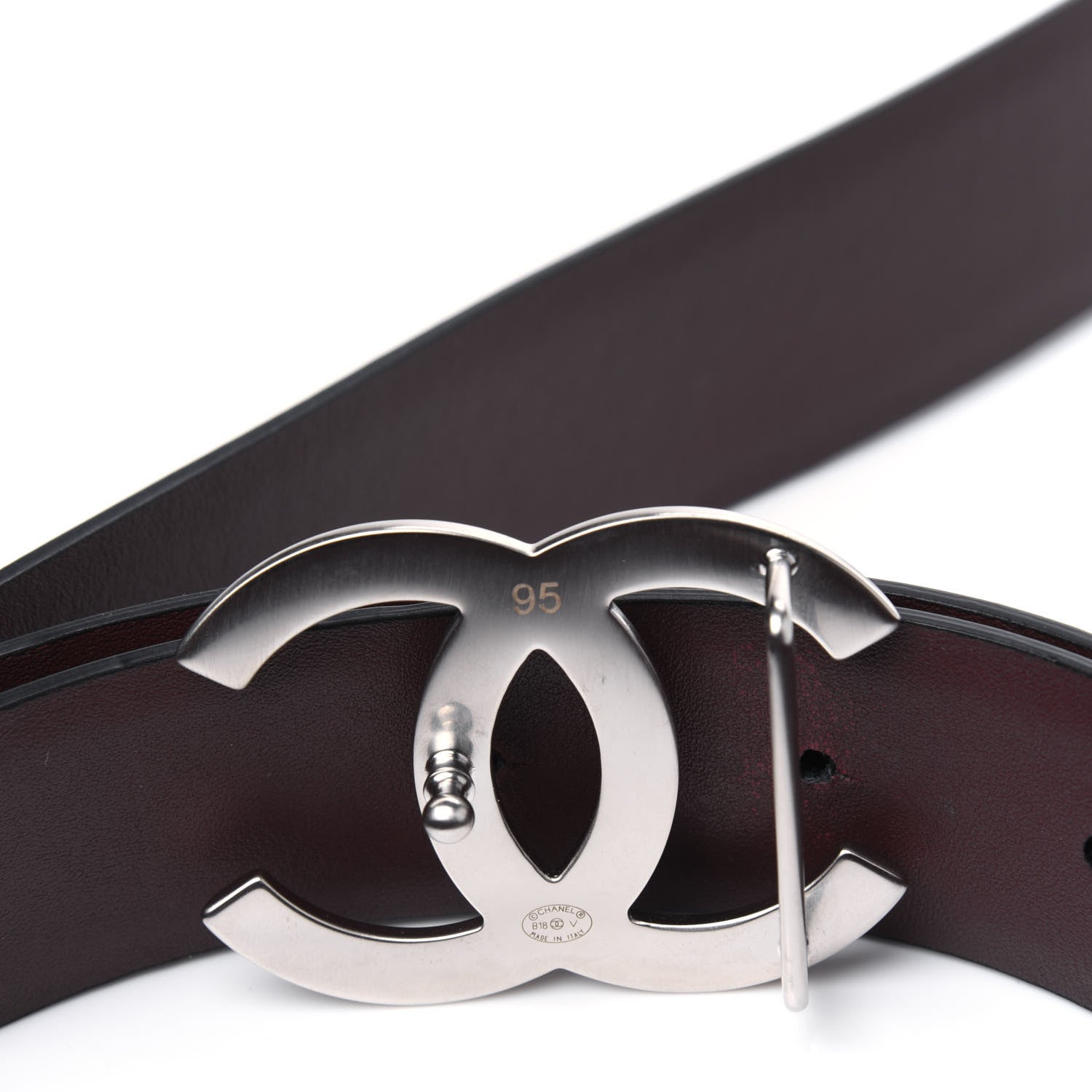 Chanel Calfskin CC Reversible Belt 95 Black Burgundy 5 of 5