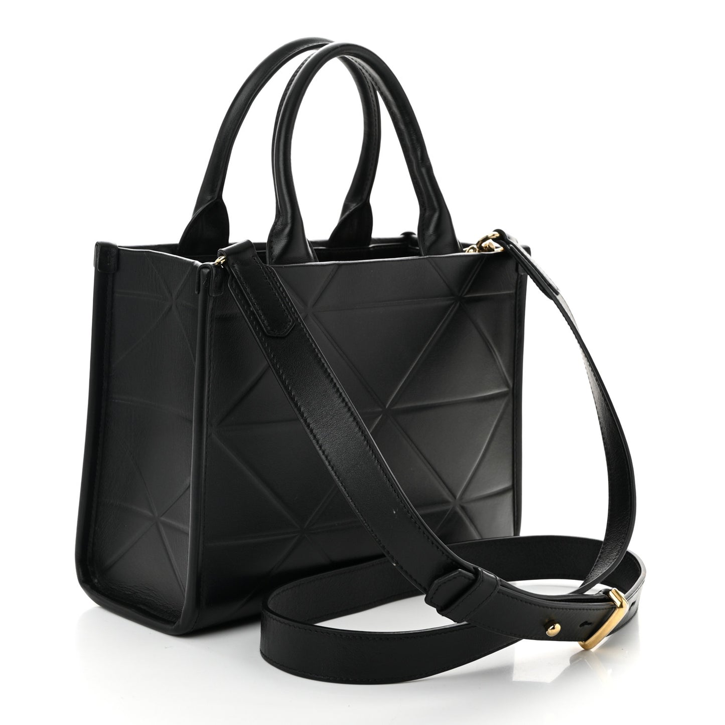 Soft Calfskin Triangolo Symbole Embossed Mini Tote Black