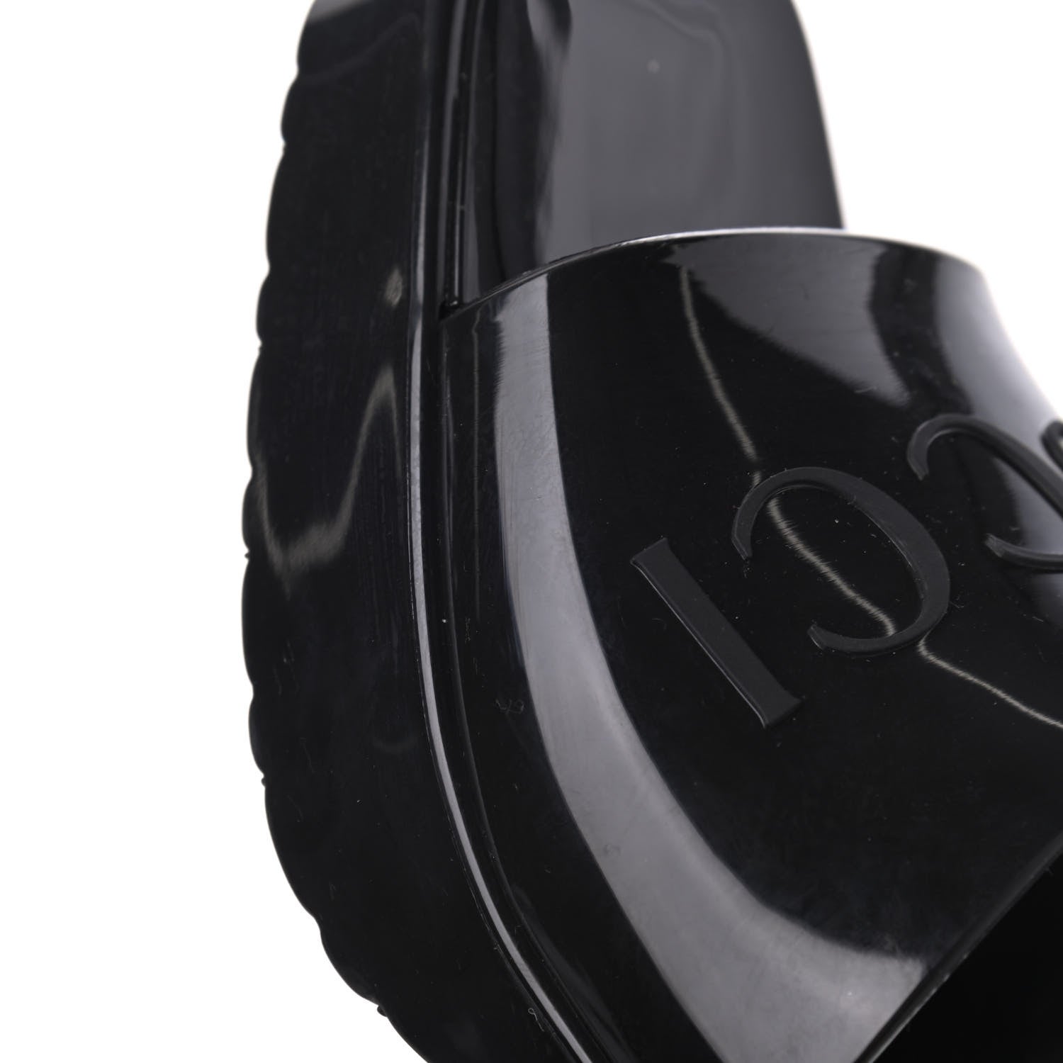 Gucci Rubber Gucci Logo Womens Platform 20/60mm Slide Sandals 40 Black 9 of 14