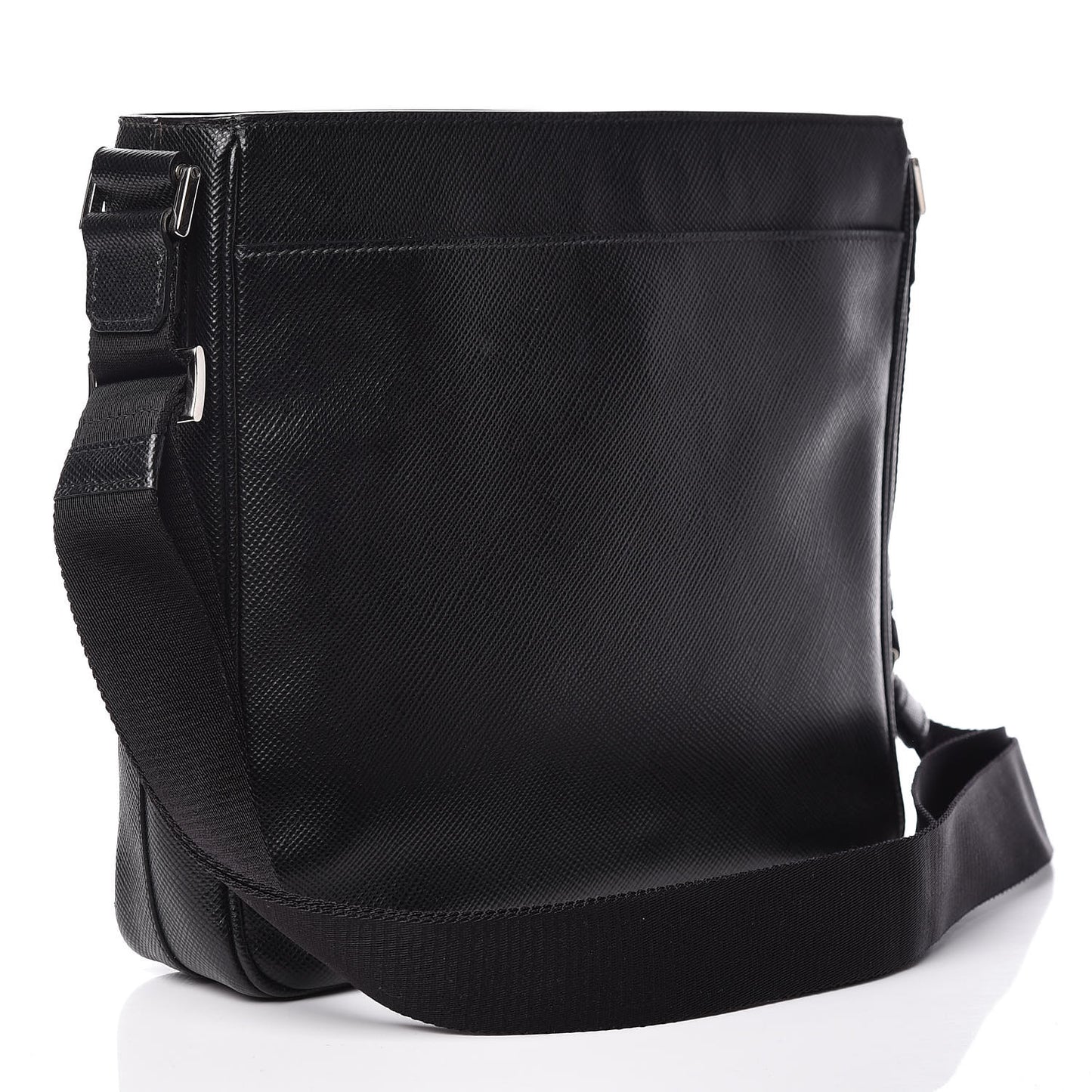 Saffiano Cuir Flat Messenger Bag Black