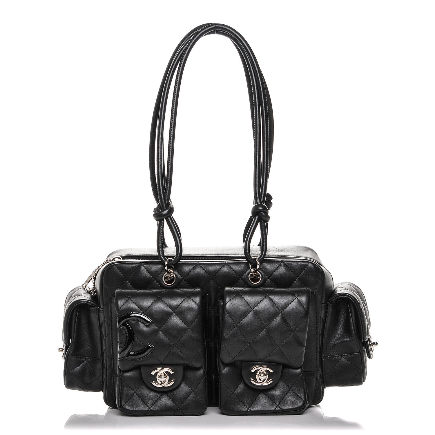 Chanel Calfskin Quilted Small Cambon Multipocket Reporter Black White 1 of 7
