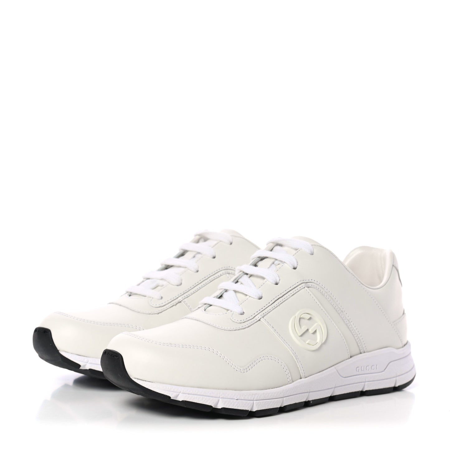 Calfskin Womens Interlocking G Sneakers 38 White