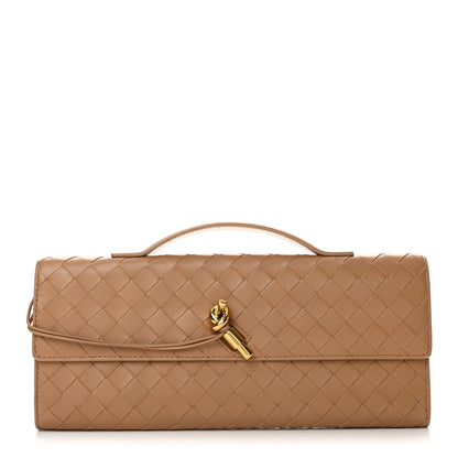 Bottega Veneta Nappa Intrecciato Long Andiamo Top Handle Clutch Pale Brown 1 of 13