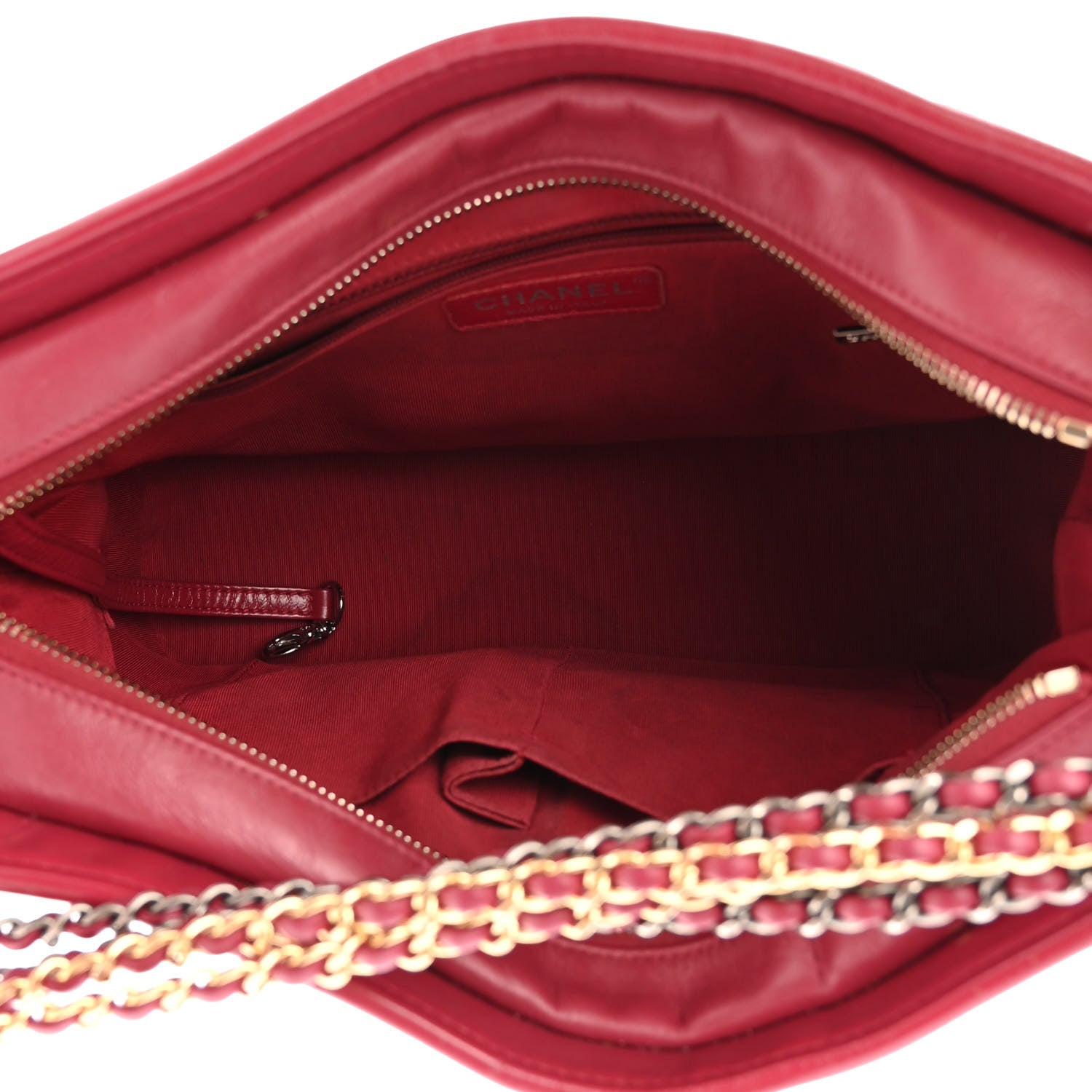 Chanel Aged Calfskin Chevron Quilted Medium Gabrielle Hobo Red 5 of 12