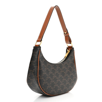Celine Triomphe Canvas Calfskin Ava Shoulder Bag Tan 3 of 12