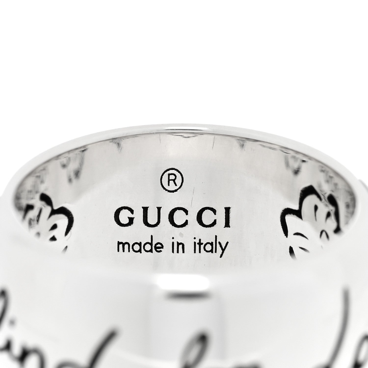 Gucci Sterling Silver Wide Blind for Love Band Ring 48 4.5 4 of 4