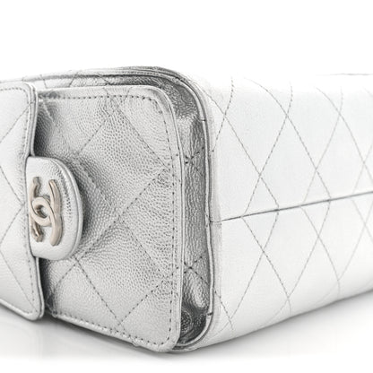 Chanel Metallic Caviar Quilted Mini Chanel 25 Handbag Silver 9 of 11