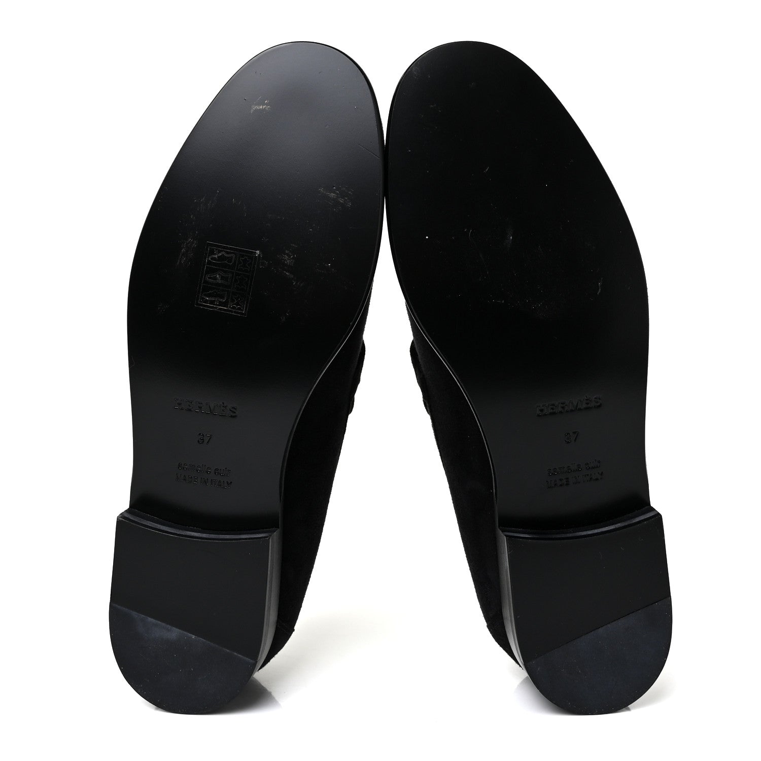 Hermes Suede Goatskin Womens Destin Loafer 37 Black 5 of 8
