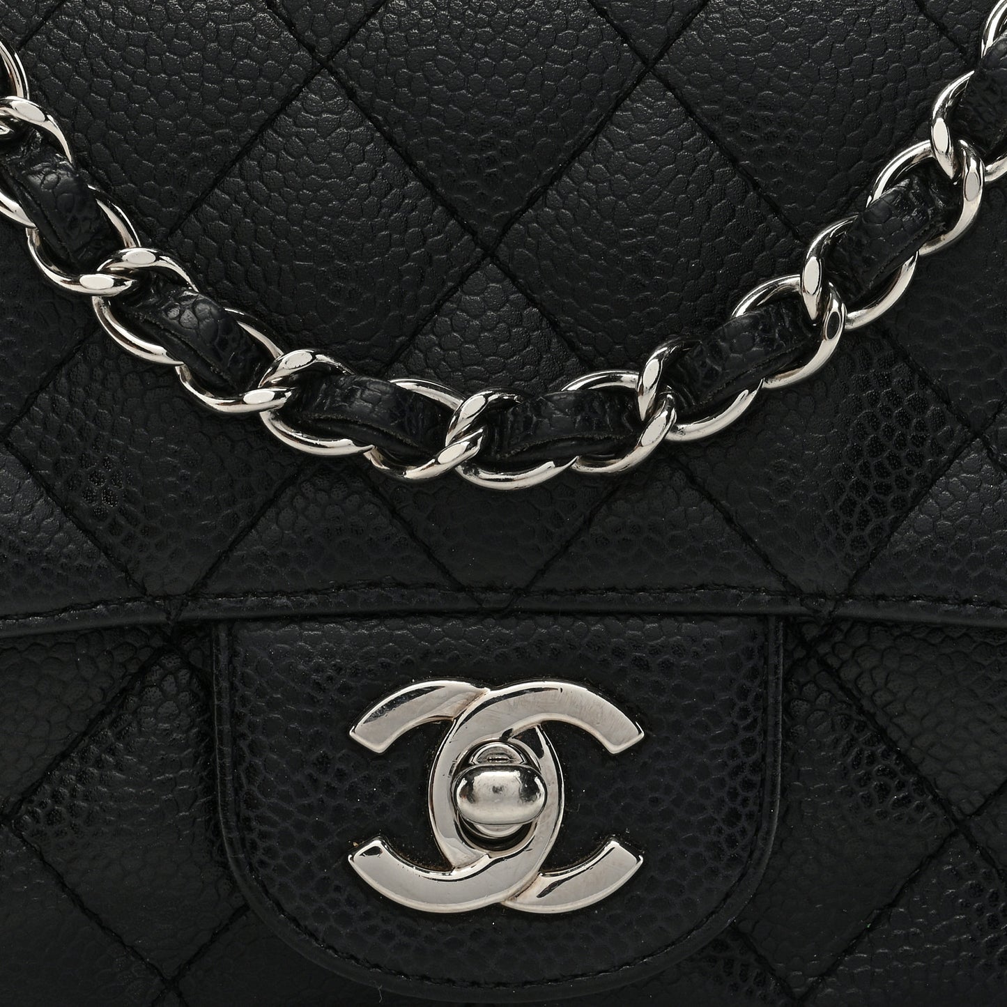 Caviar Quilted Mini Square Flap Black