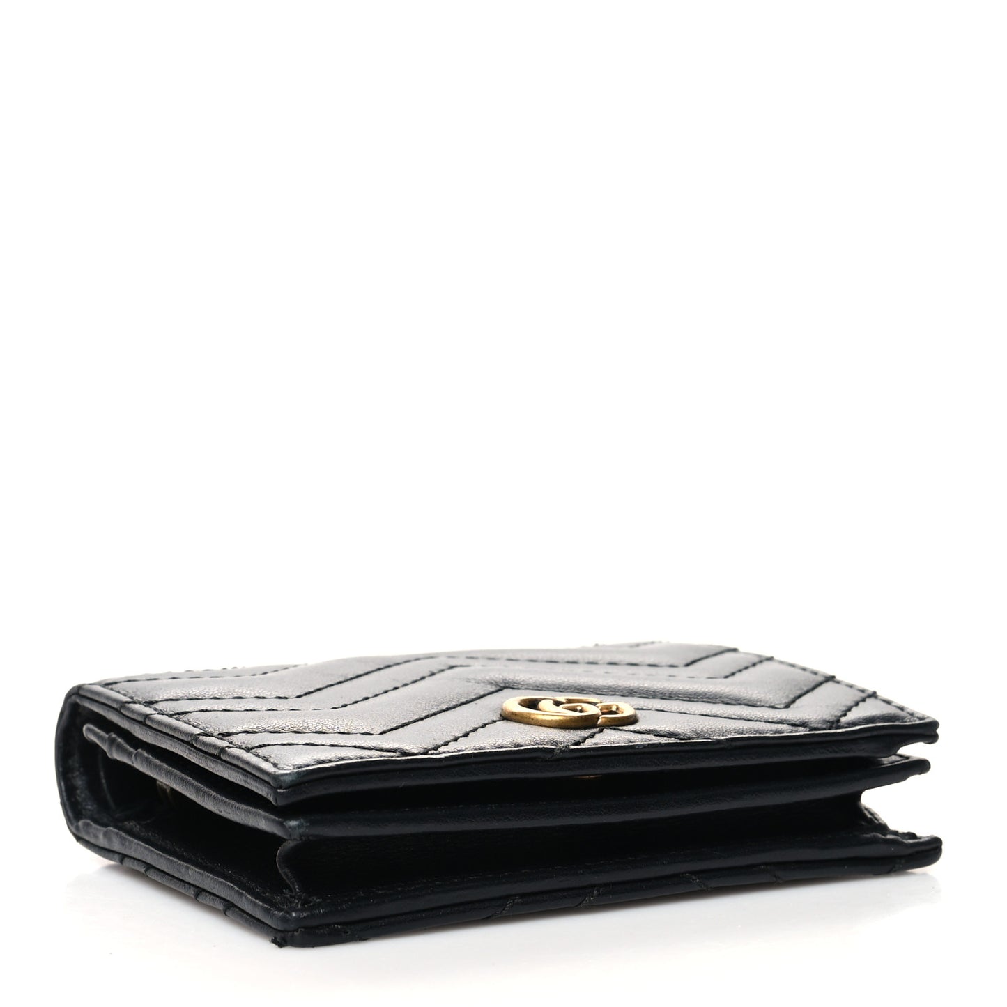 Calfskin Matelasse GG Marmont Card Case Wallet Black