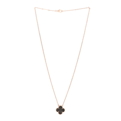 Van Cleef & Arpels 18K Rose Gold Gray Mother of Pearl Vintage Alhambra Pendant Necklace 3 of 7