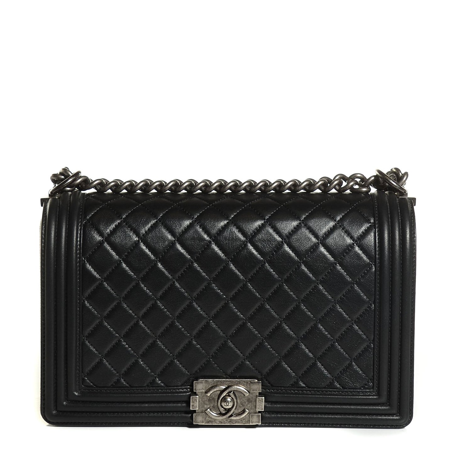 Calfskin Quilted New Medium Boy Flap Black
