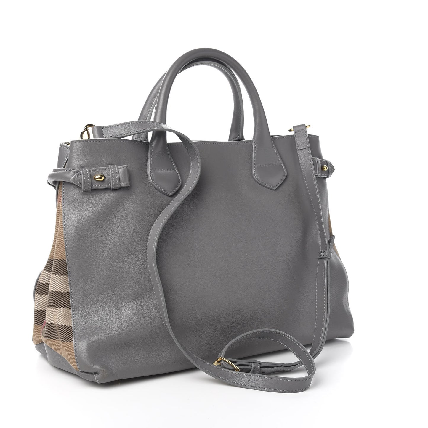 Smooth Calfskin Medium Banner Tote Grey