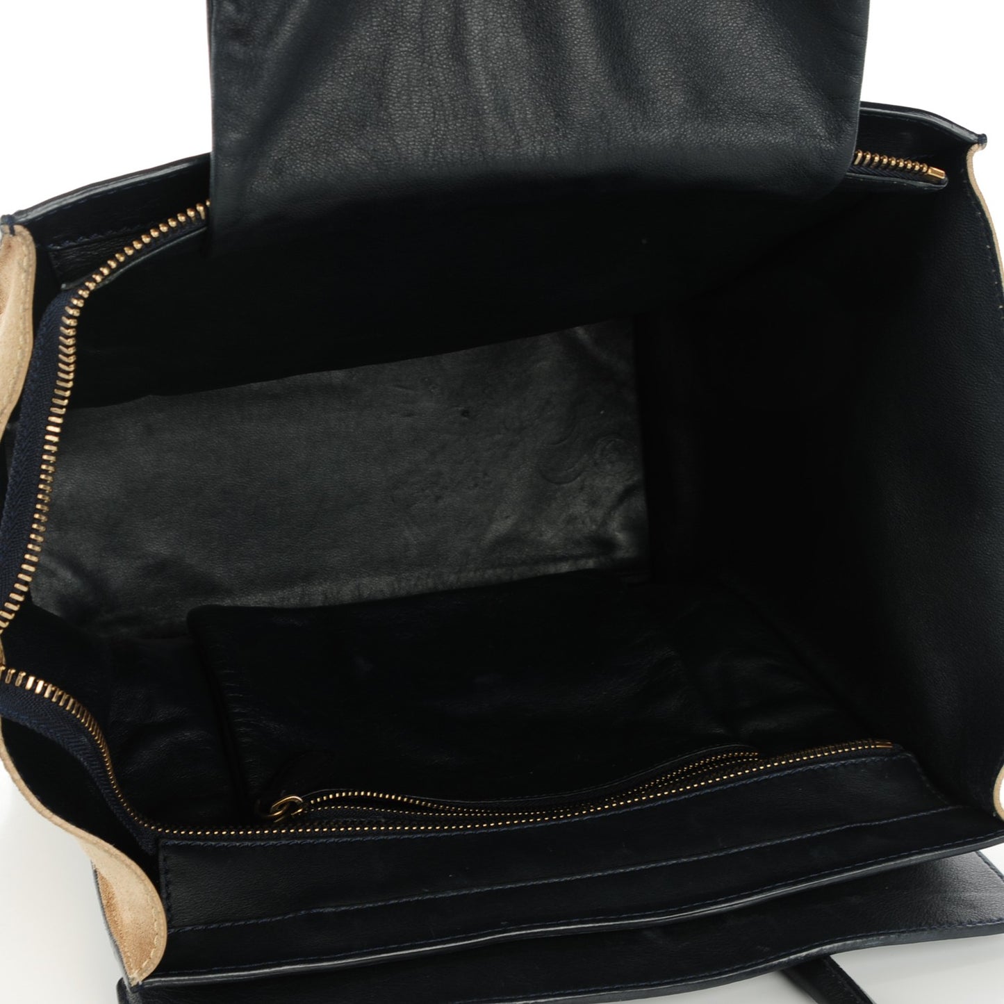 Smooth Calfskin Suede Mini Bi-Color Luggage Navy Dune