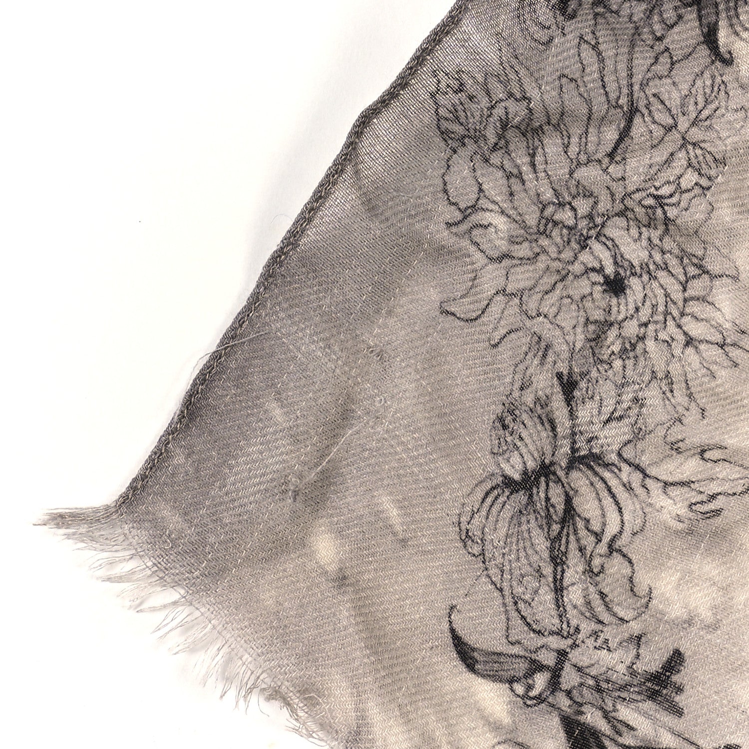 Alexander McQueen Cashmere Silk Floral Print Scarf Black White 5 of 5