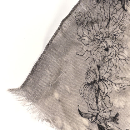 Alexander McQueen Cashmere Silk Floral Print Scarf Black White 5 of 5