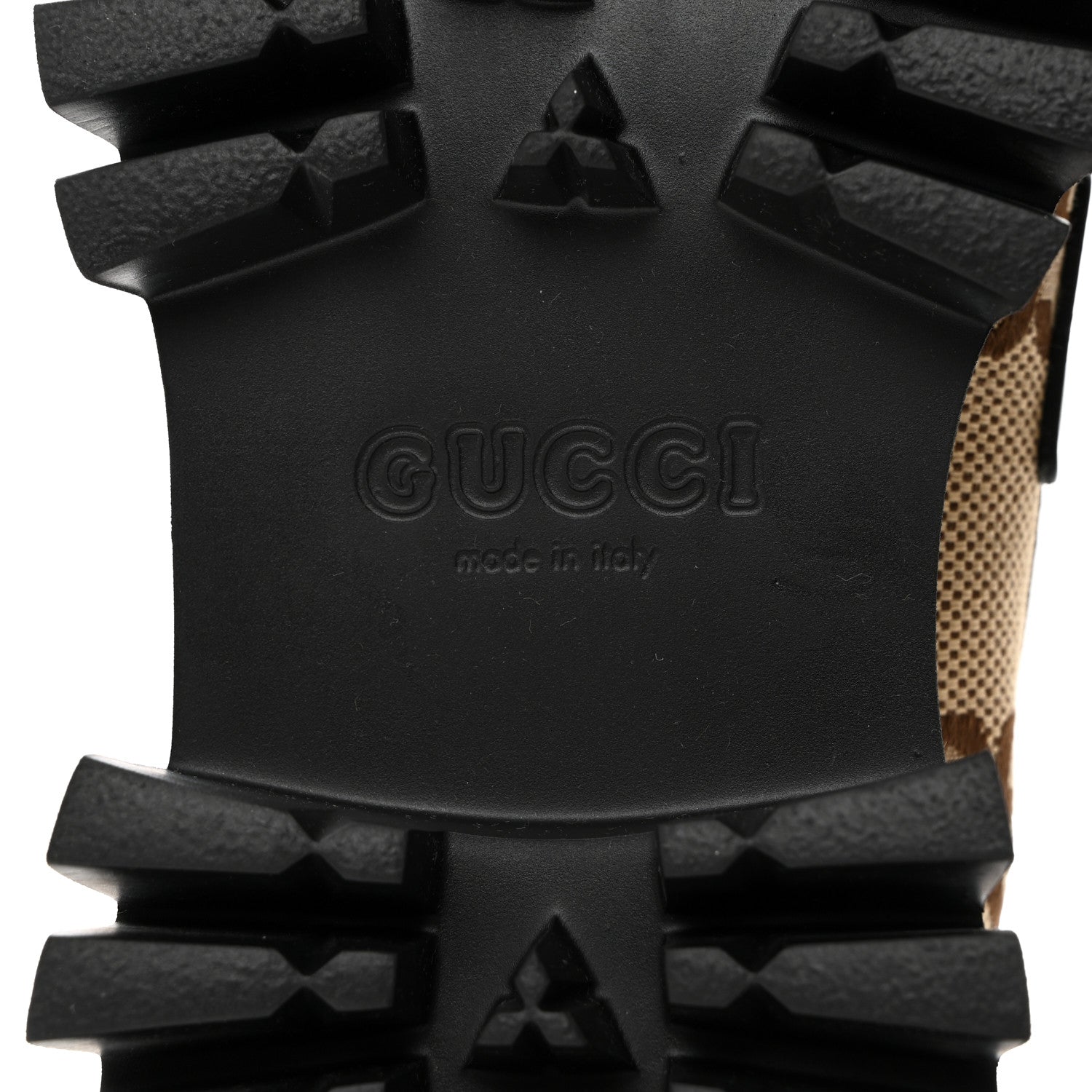 Gucci Monogram Jumbo GG Miro Soft Calfskin Mens Lug Sole Loafers 8 Camel Ebony Black 8 of 9