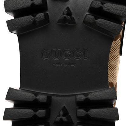 Gucci Monogram Jumbo GG Miro Soft Calfskin Mens Lug Sole Loafers 8 Camel Ebony Black 8 of 9