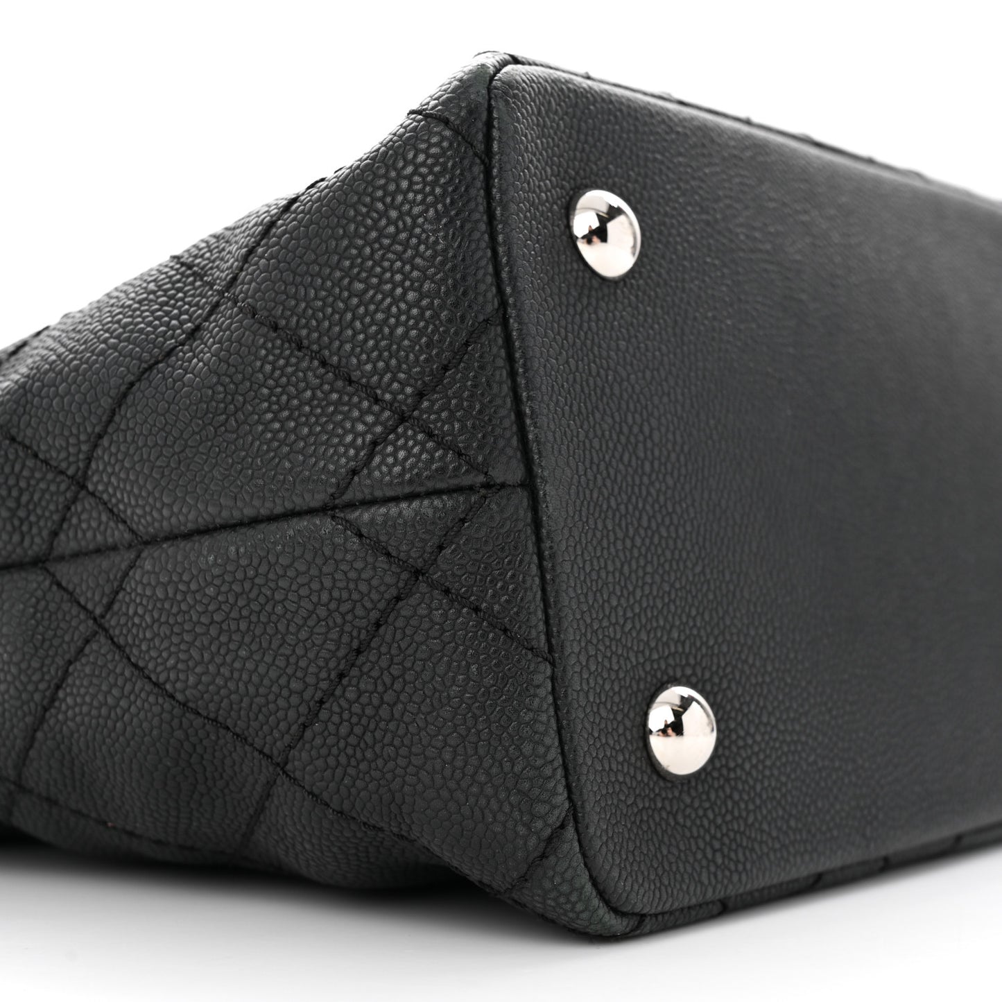 Grained Calfskin Quilted Small Daily Shopping Tote Black