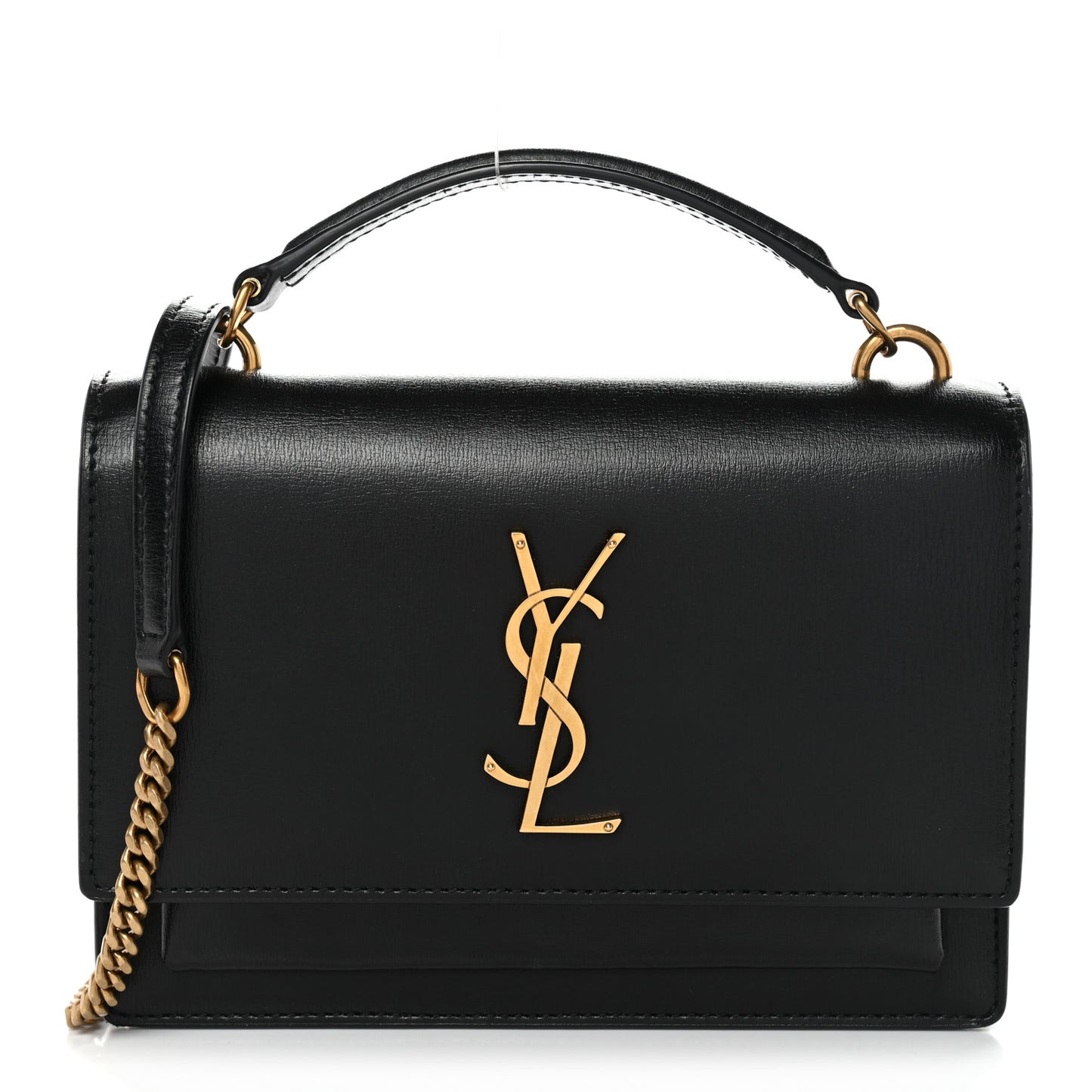 Calfskin Monogram Sunset Chain Wallet Black