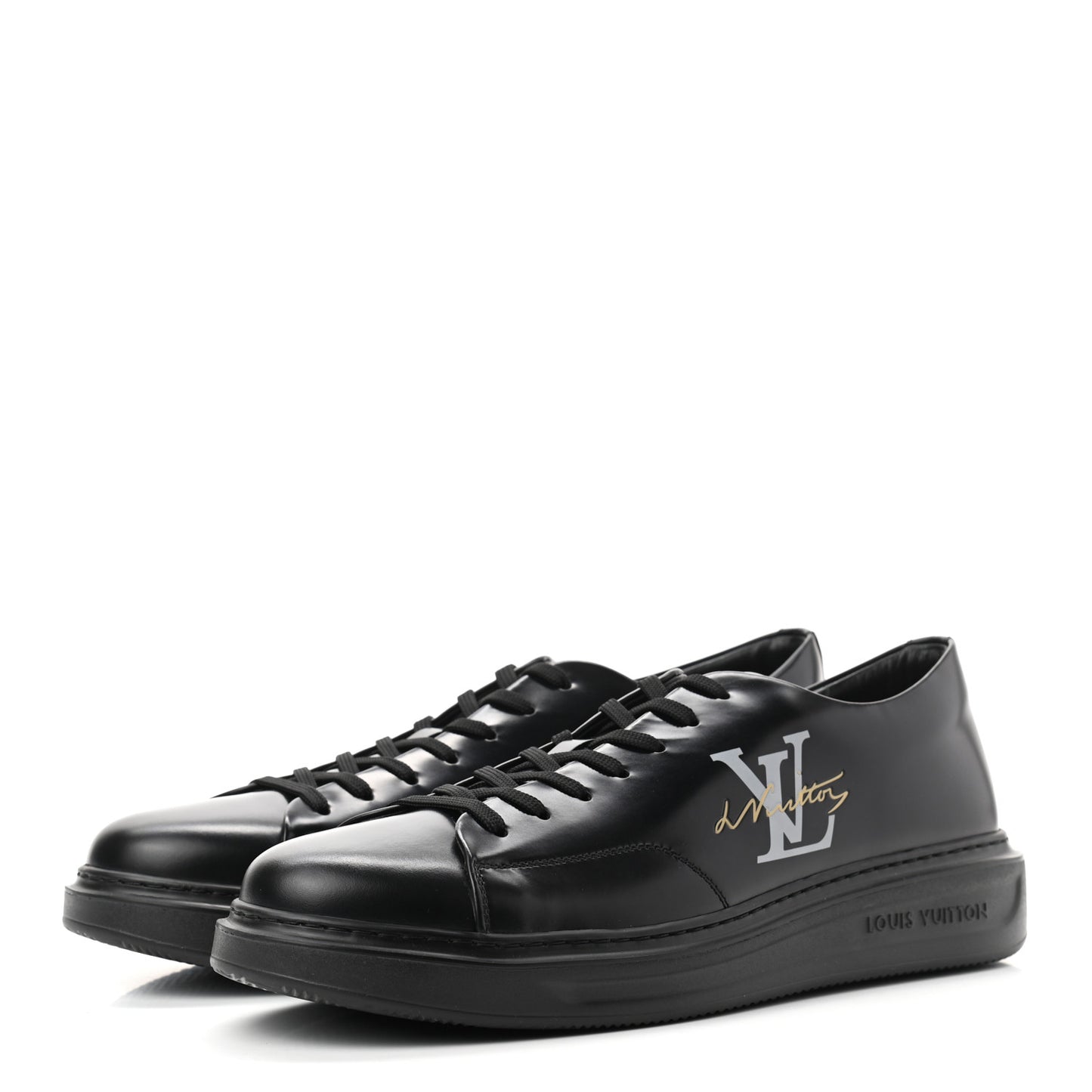 Calfskin Mens LV Beverly Hills Sneakers 10 Black