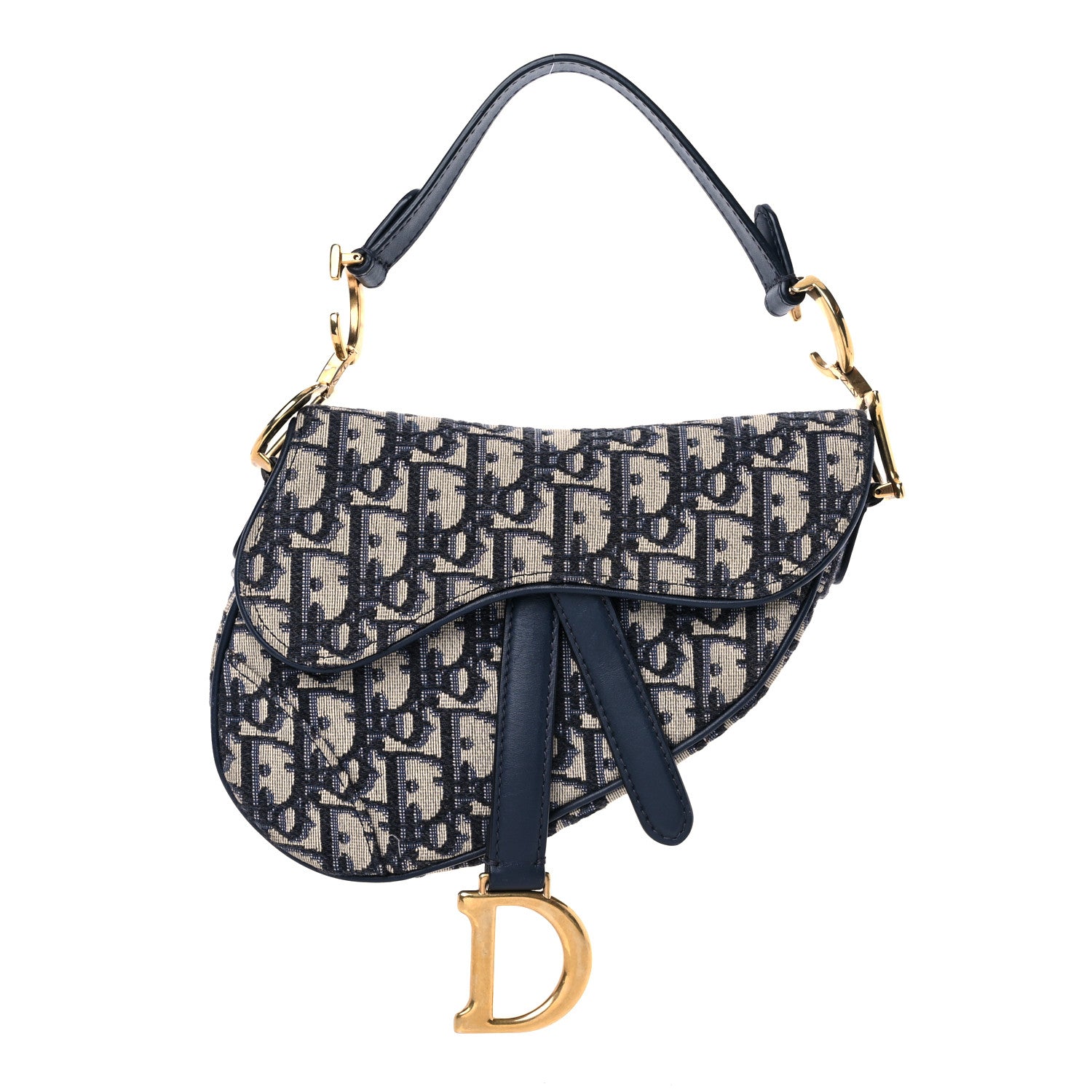 Christian Dior Oblique Mini Saddle Bag Blue 1 of 12
