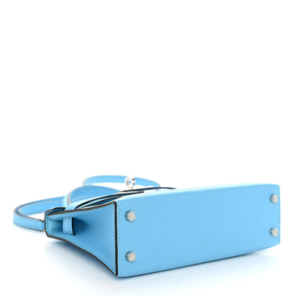 Hermes Chevre Mysore Mini Kelly Sellier 20 Celeste 4 of 13