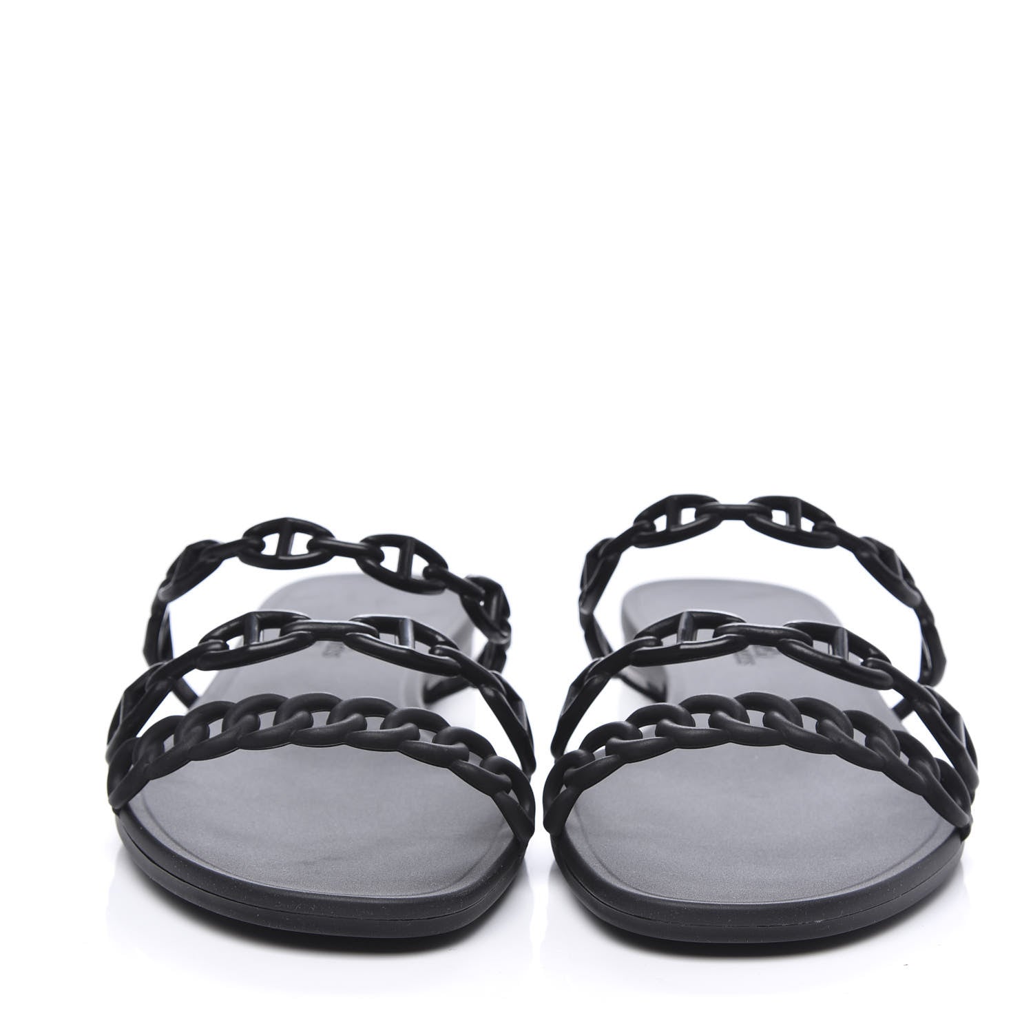 Hermes Rubber Chaine d'Ancre Rivage Sandals 40 Black 2 of 7