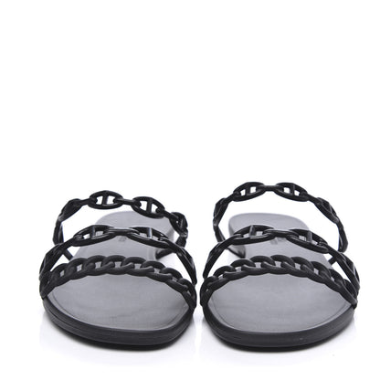 Hermes Rubber Chaine d'Ancre Rivage Sandals 40 Black 2 of 7