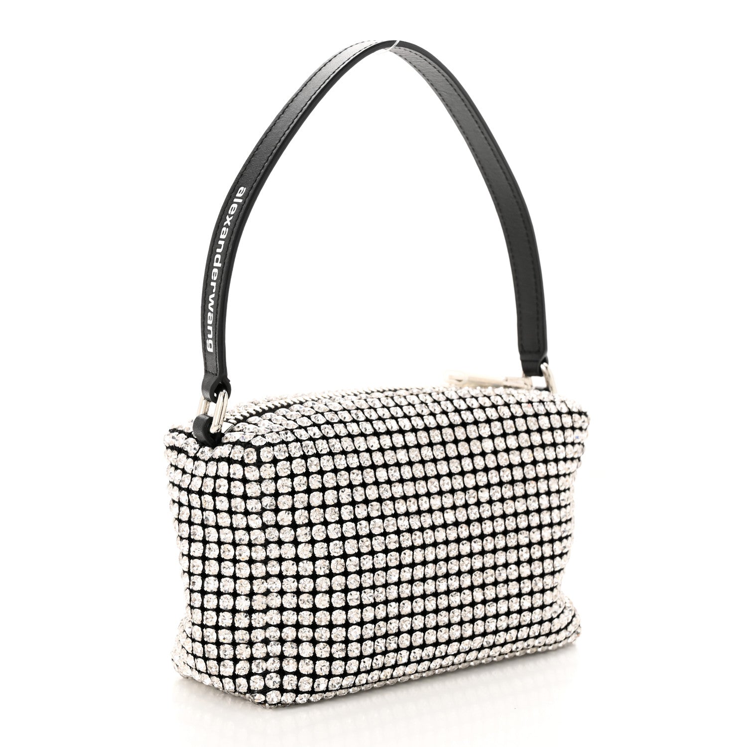 Alexander Wang Mesh Crystal Rhinestone Mini Heiress Pouch Black Silver 3 of 9