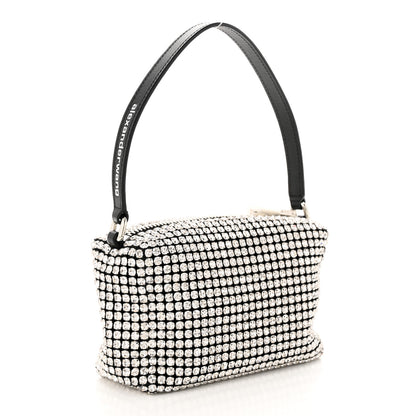 Alexander Wang Mesh Crystal Rhinestone Mini Heiress Pouch Black Silver 3 of 9