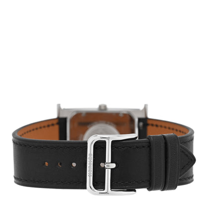 Hermes Stainless Steel Barenia Diamond 26mm Heure H Hour Quartz Watch Noir 3 of 5