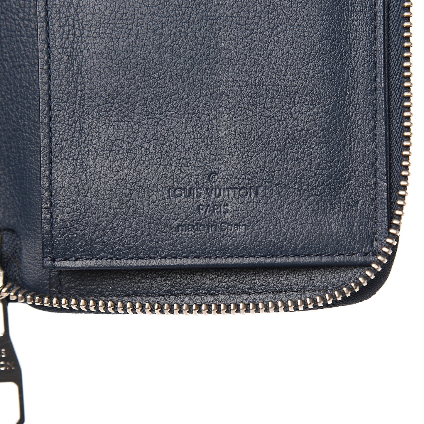 Taurillon Vertical Zippy Wallet Navy