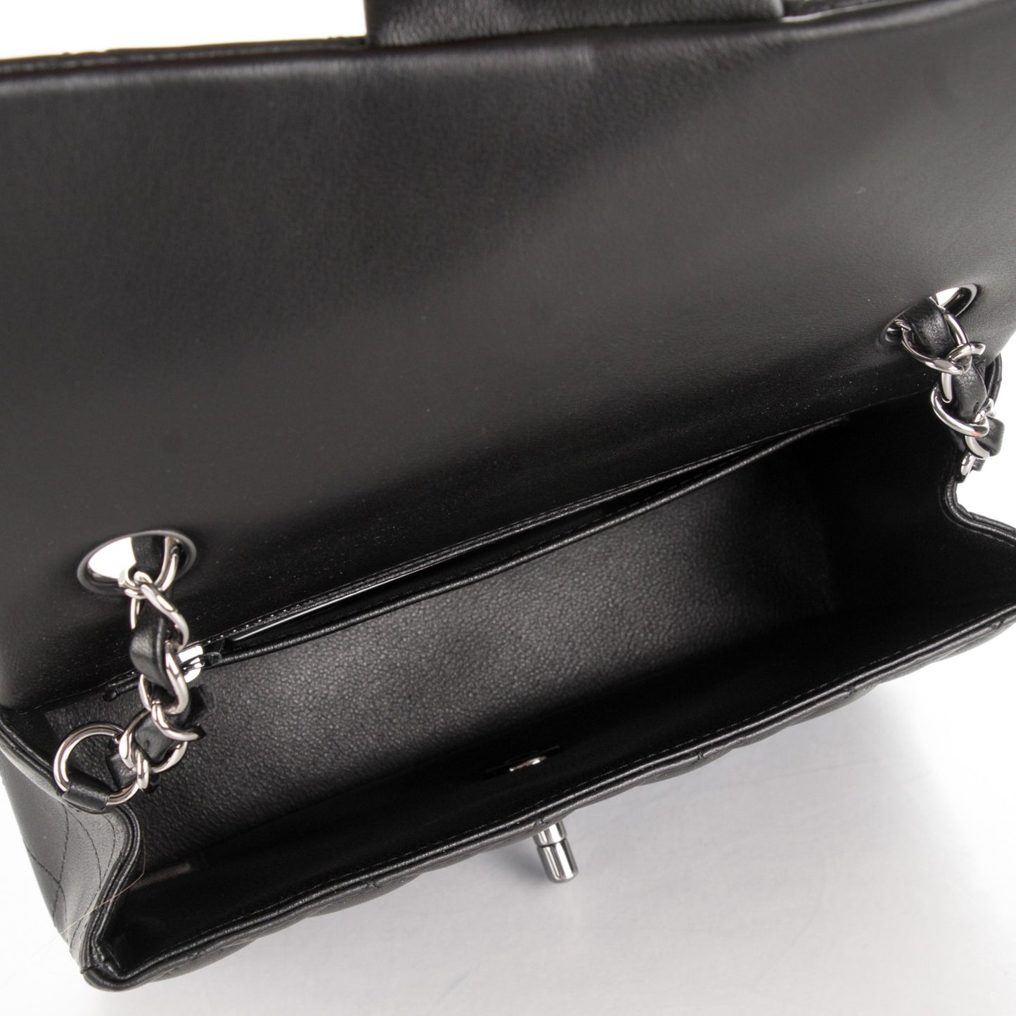 Lambskin Quilted Mini Rectangular Flap Black