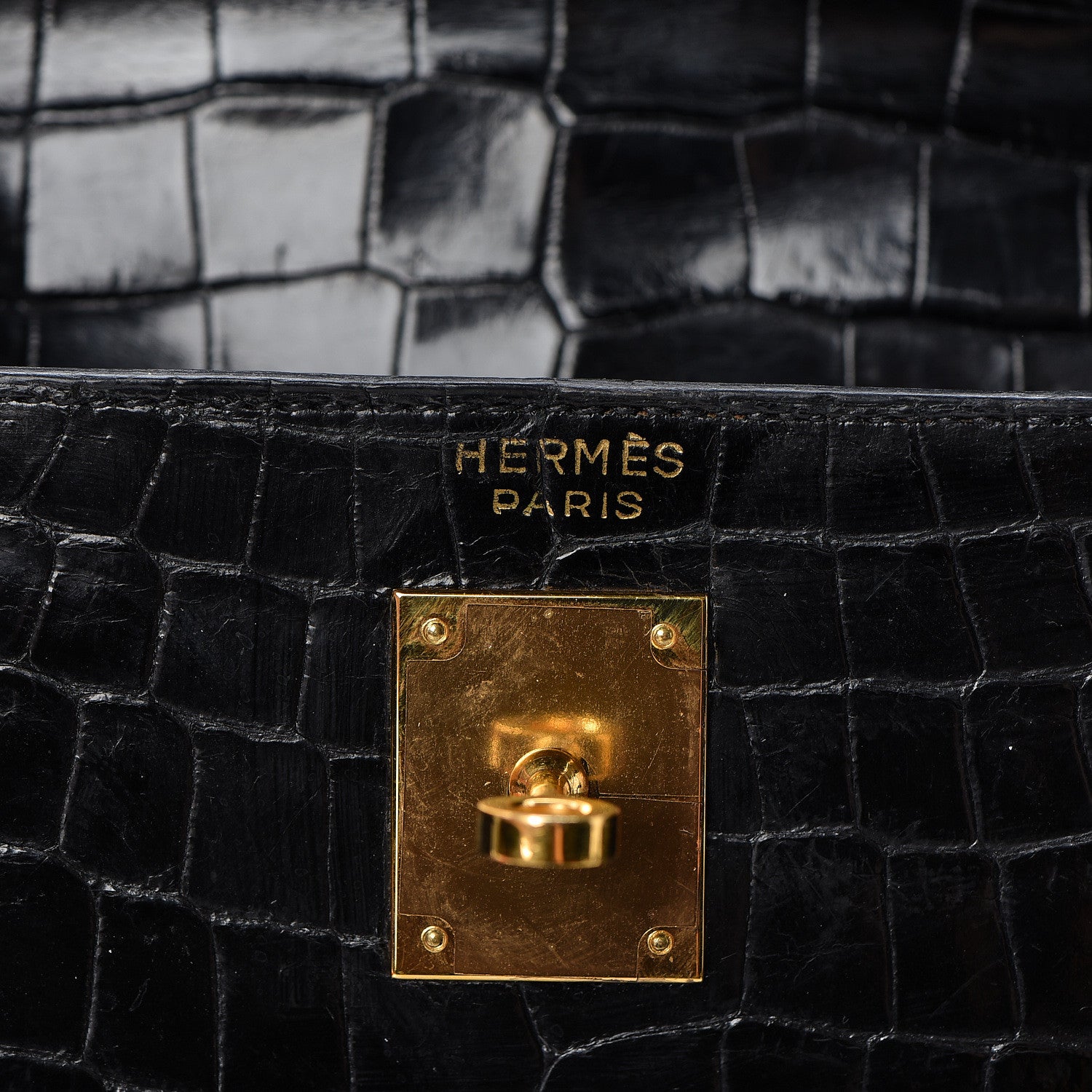 Hermes Shiny Porosus Crocodile Kelly Sellier 32 Black 11 of 28
