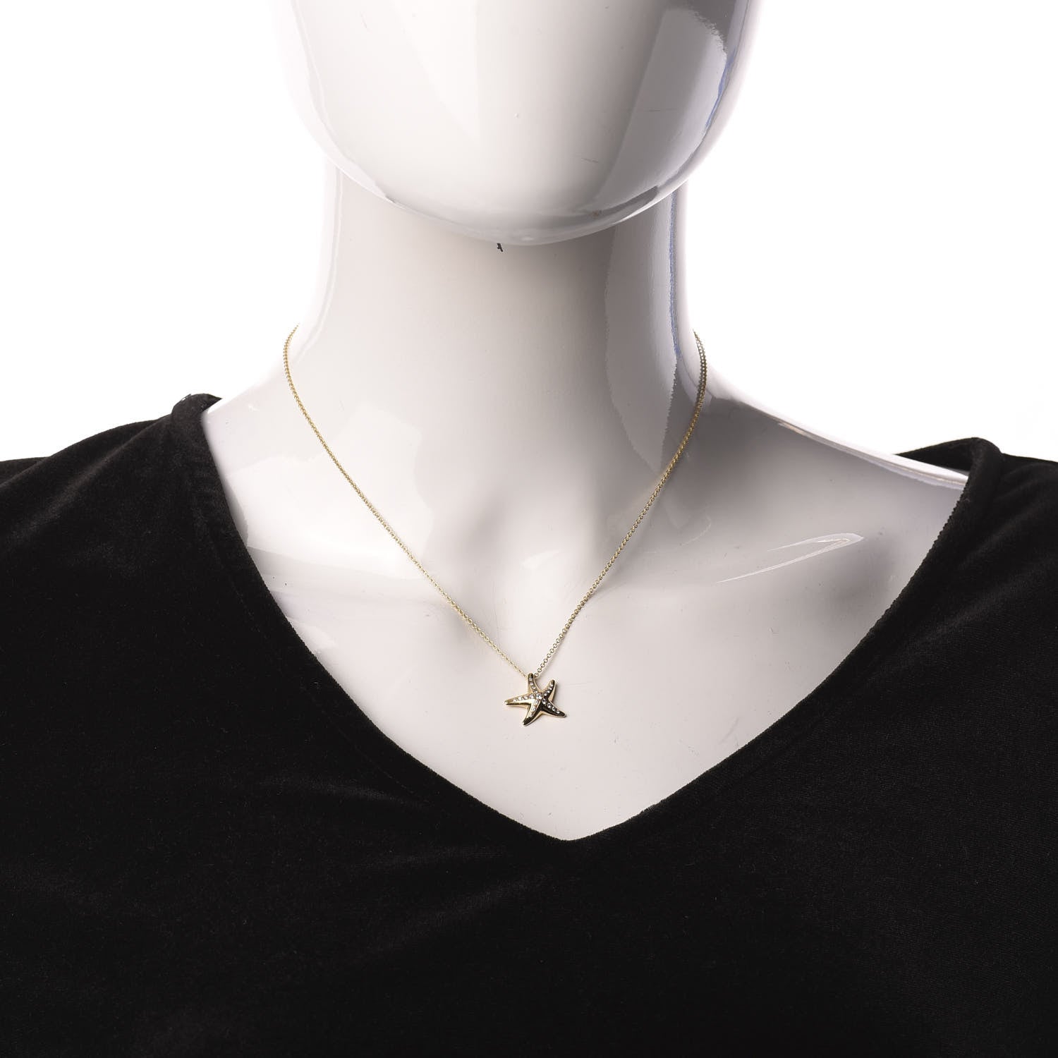 Tiffany 18K Yellow Gold Diamond 15mm Elsa Peretti Pave Starfish Pendant Necklace 2 of 5